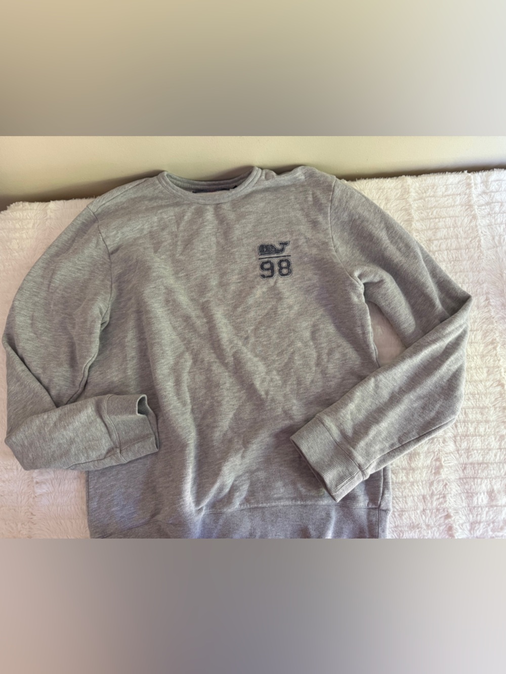 Vineyard Vines Light Gray Crewneck with Pink Whale Logo
